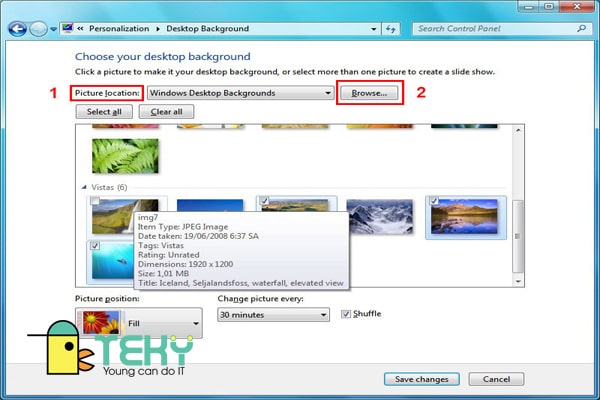 Cách cách làm hình nền máy tính Windows 7 bước cuối