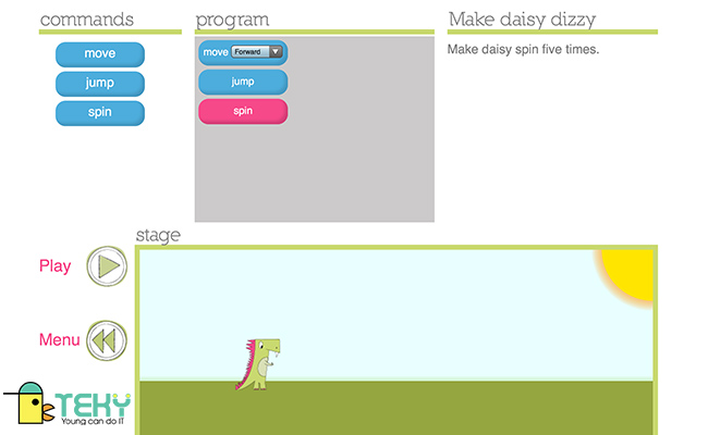 Phần mềm lập trình cho trẻ em Daisy the Dinosaur