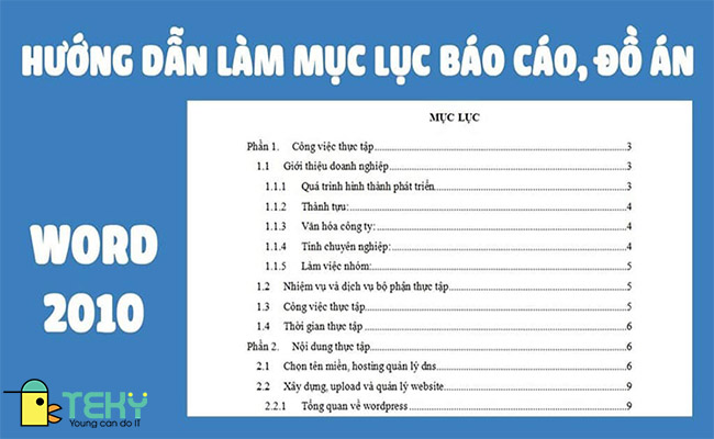 Có thể tạo mục lục cho từng phần trong Word 2019 được không?
