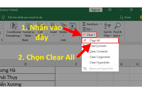 Hướng dẫn loại bỏ lựa chọn trong excel