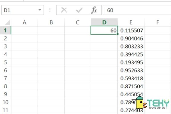 hàm RANDOM trong Excel