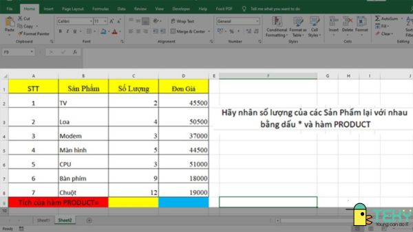hàm nhân trong Excel