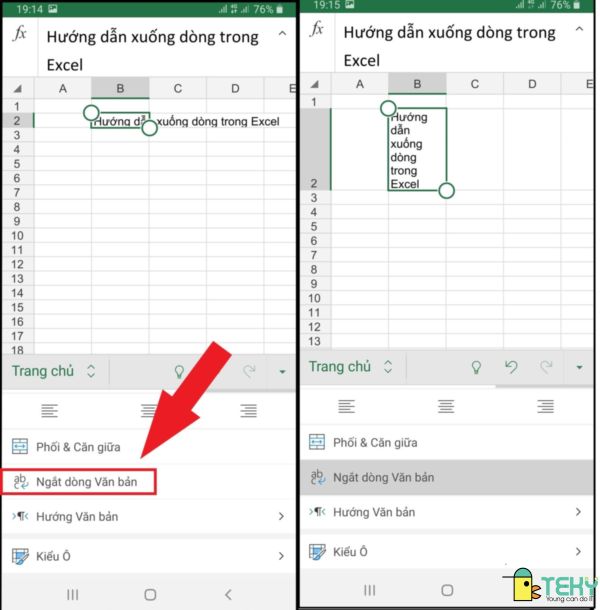 cách xuống dòng trong Excel