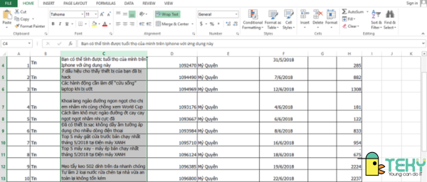 cách xuống dòng trong Excel