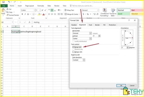 cách xuống dòng trong Excel