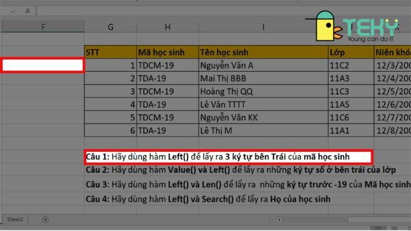 Hướng dẫn sử dụng hàm left đơn giản trong excel với các ví dụ chi tiết