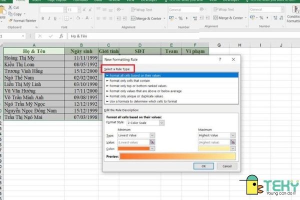 Cách tính và tô màu ô trống trong Excel