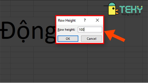 Chọn Row Height theo chiều cao trong excel