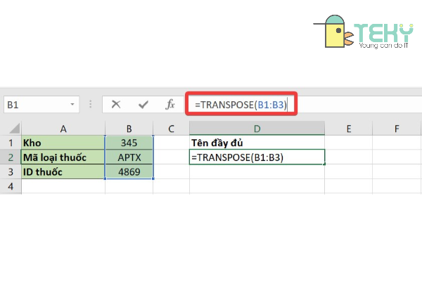 Hướng dẫn sử dụng hàm transpose