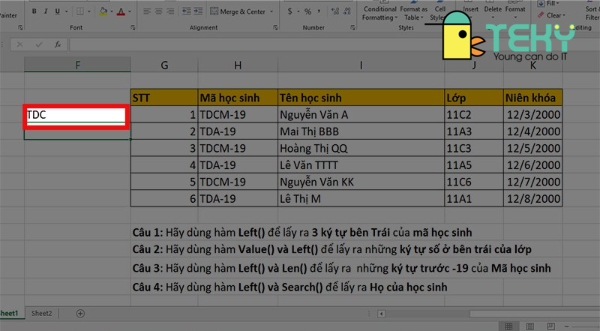 Hướng dẫn sử dụng hàm left đơn giản trong excel với các ví dụ chi tiết