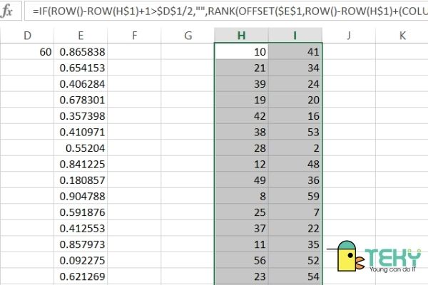 hàm RANDOM trong Excel