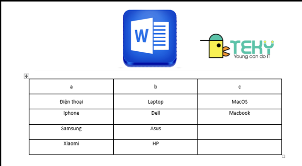Cách tạo ô trong word