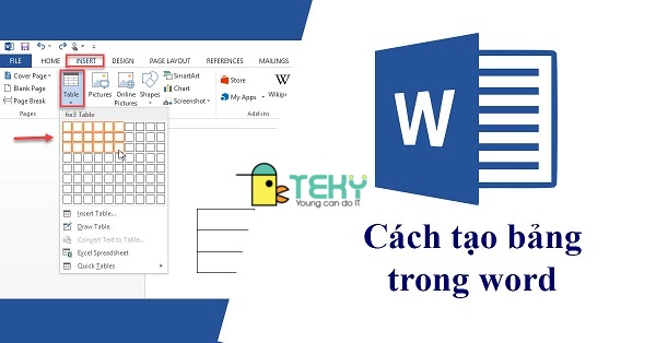 Cách tạo bảng trong word