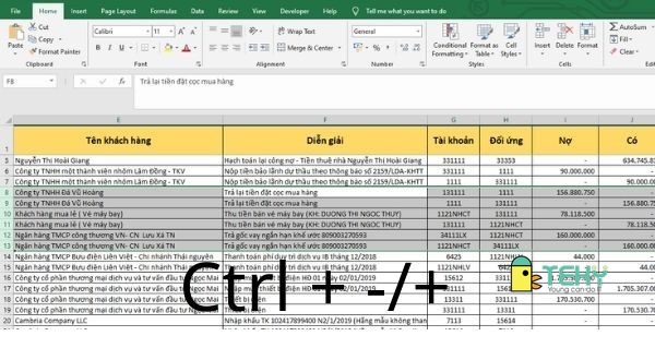 Phím tắt dùng trong excel