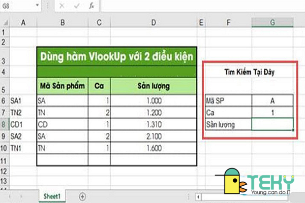 Hướng dẫn cách sử dụng hàm vlookup nhiều điều kiện trong excel