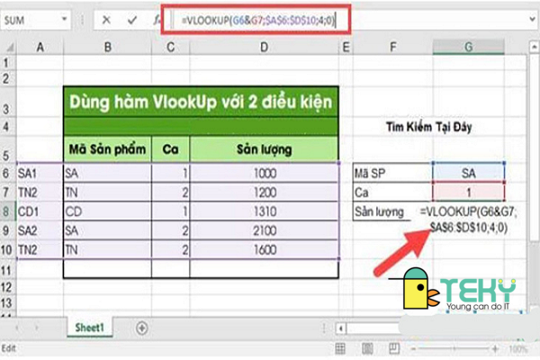 Hướng dẫn cách sử dụng hàm vlookup nhiều điều kiện trong excel