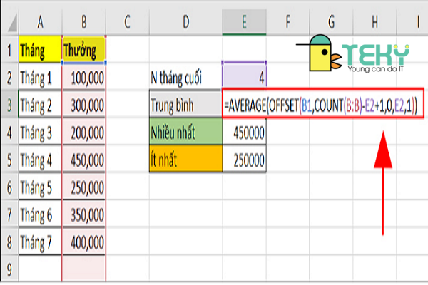 Hướng dẫn sử dụng hàm offset trong excel