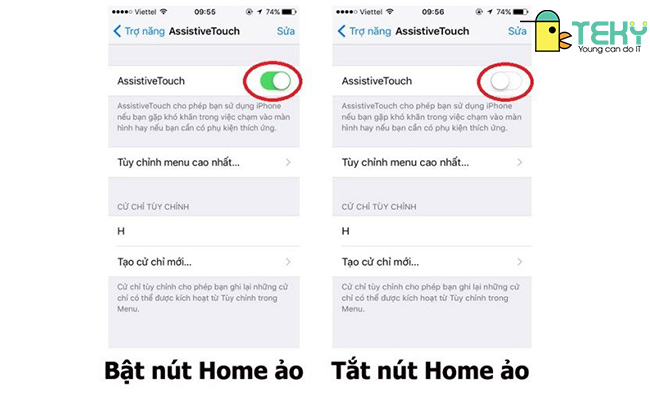 Bật và tắt nút home ảo trên iPhone