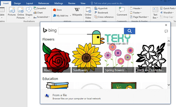 Chèn ảnh không có sẵn trên máy tính vào word 