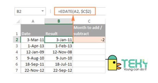 Sử dụng hàm EDATE 