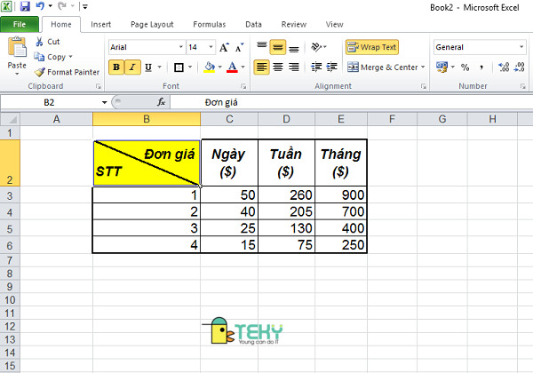 Cách gạch chéo ô trong excel nhanh nhất và đơn giản nhất