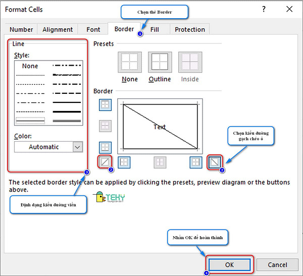 Cách gạch chéo ô trong excel nhanh nhất và đơn giản nhất