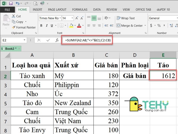 Sử dụng hàm Sumif tính tổng theo tiêu thức lớn hơn, nhỏ hơn hoặc bằng