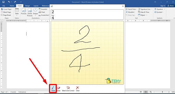 Cách viết phân số trong Word nhờ Ink Equation