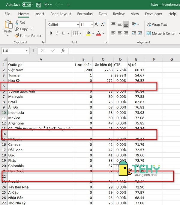 Cách xóa cột trong Excel