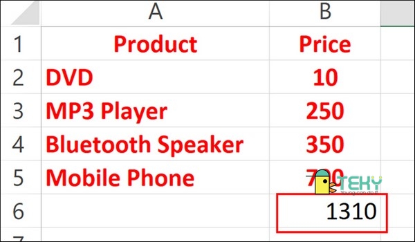 Công thức tính tổng trong excel