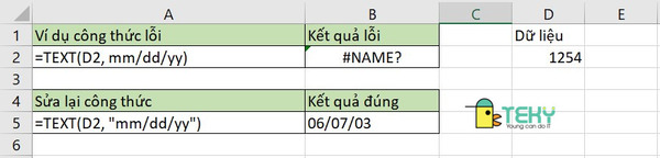 Lỗi hàm text trong excel 