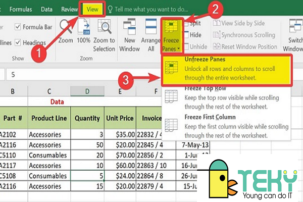 Bỏ cố định ô trong Excel