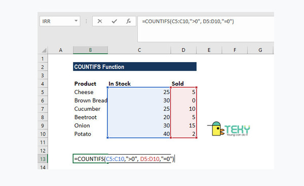 So sánh hàm countif và countifs trong excel