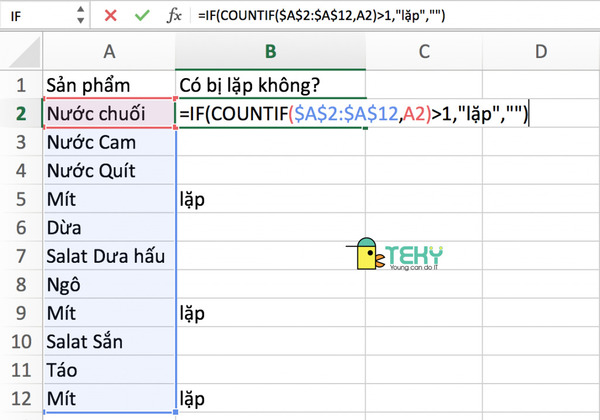 Những lưu ý về hàm countif khi sử dụng