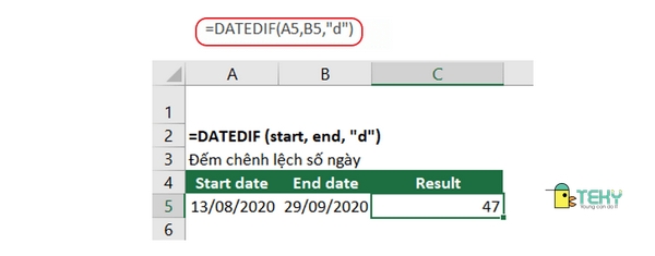 Hàm DATEDIF trong Excel