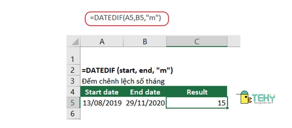 Hàm DATEDIF trong Excel