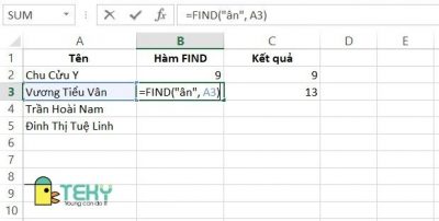 Sử dụng hàm FIND trong Excel để tìm vị trí ký tự