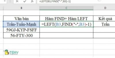 Hàm FIND trong Excel có thể kết hợp với hàm LEFT hoặc RIGHT