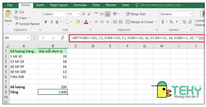 Sử dụng hàm If nhiều điều kiện kết hợp với phép tính