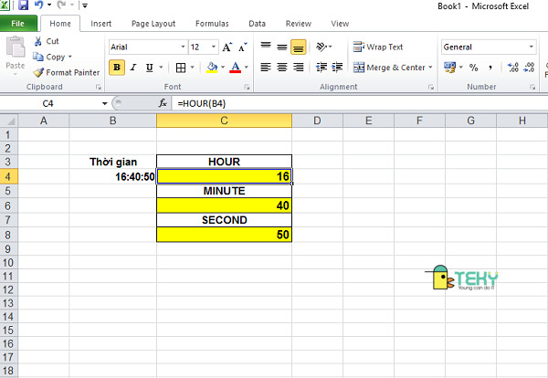 Các hàm time trong excel