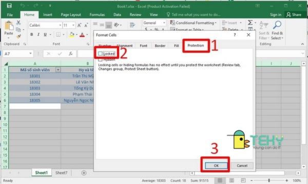 khóa ô trong Excel