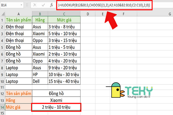 Hướng dẫn cách sử dụng hàm vlookup nhiều điều kiện trong excel