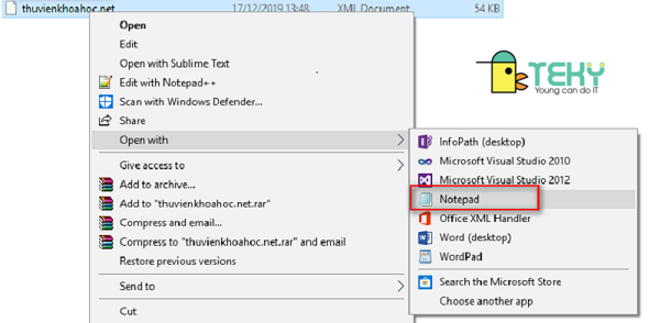 Sử dụng Notepad mở khóa file word