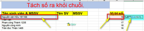 Sử dụng hàm Left trong tách số ra khỏi chuỗi