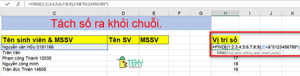 Sử dụng hàm Find trong tách số ra khỏi chuỗi