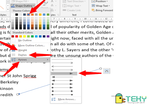Hướng cách tạo mũi tên trong word đơn giản