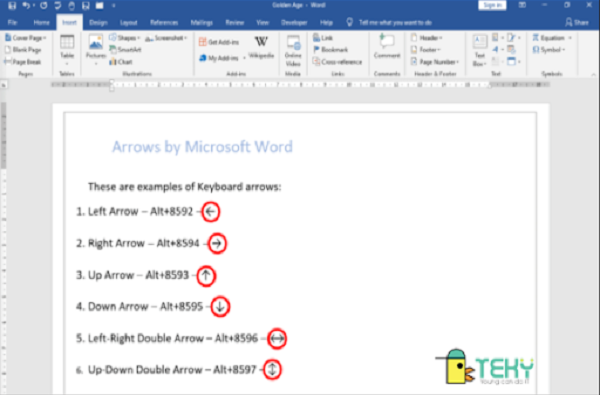 Hướng cách tạo dấu mũi tên trong word đơn giản