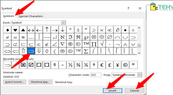 Hướng cách tạo dấu mũi tên trong word đơn giản