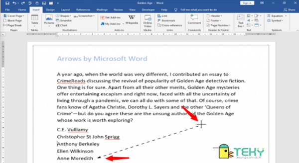 Hướng cách tạo mũi tên trong word đơn giản