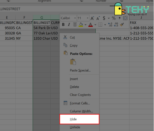 Hướng dẫn cách tắt tùy chọn bỏ ẩn cột trong excel